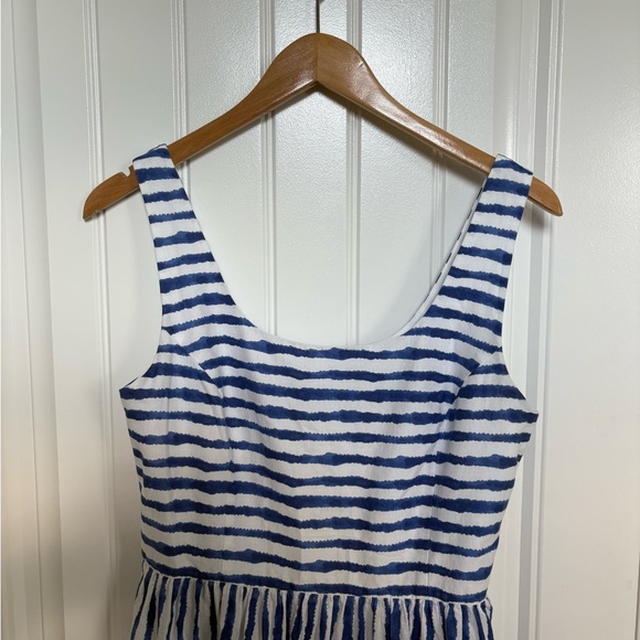 Vineyard Vines Bright Blue & White Painted Stripe Cotton Maxi Dress Women's Sz 6 - Picture 3 of 3